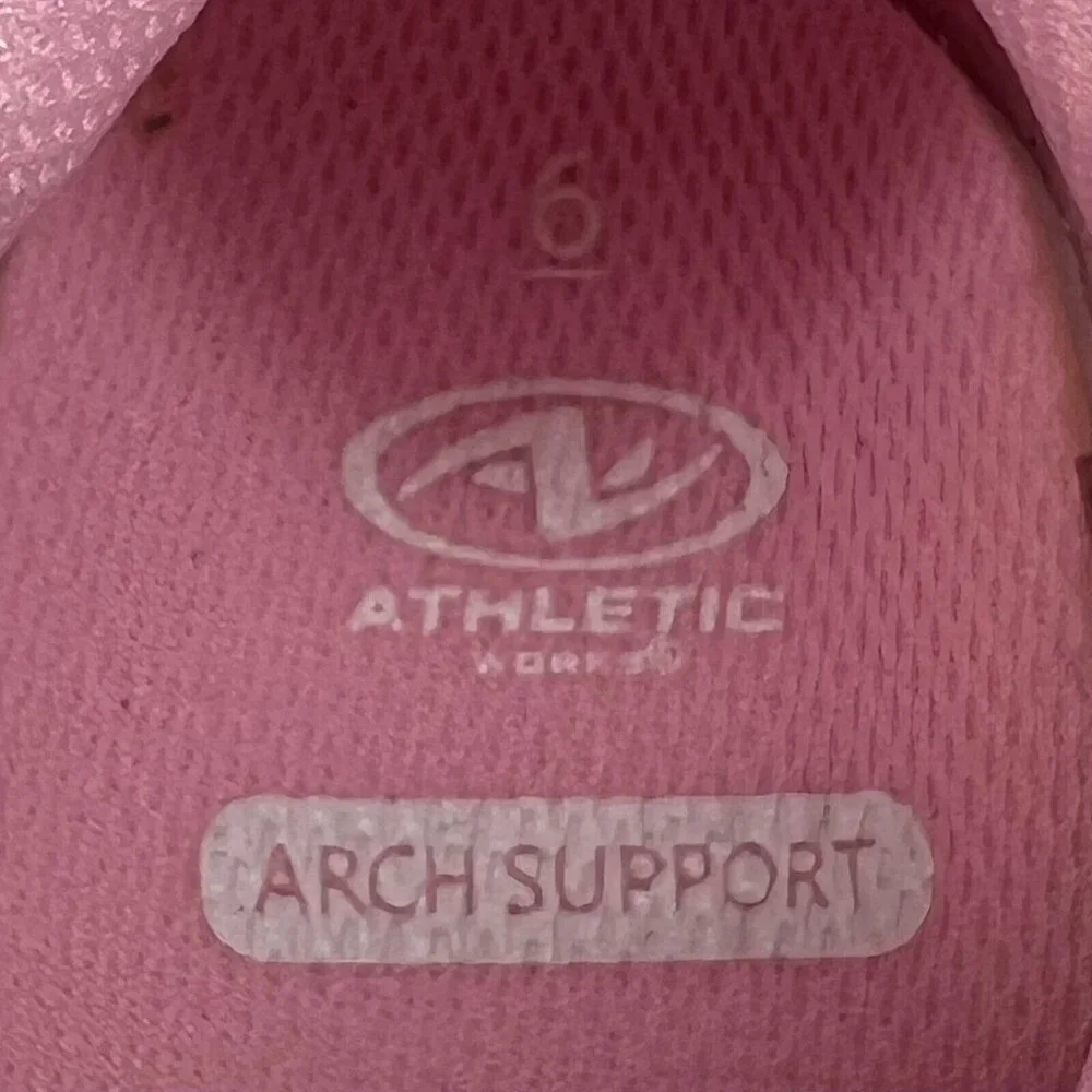 Athletic Works Womens Pink Comfort Lace Up Arch Support Size 6 Running Shoes